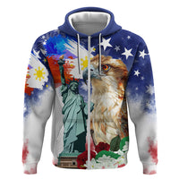 Philippines and American Together Zip Hoodie Filipino Eagle and Statue of Liberty - Wonder Print Shop
