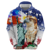 Philippines and American Together Zip Hoodie Filipino Eagle and Statue of Liberty - Wonder Print Shop