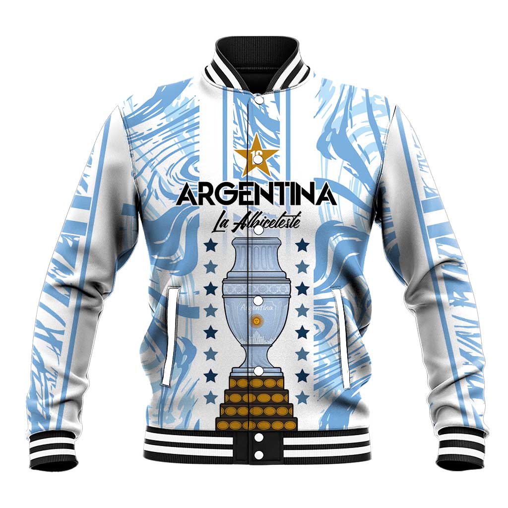 Custom Argentina Champion Football 2024 Baseball Jacket La Albiceleste Campeon de America - Wonder Print Shop