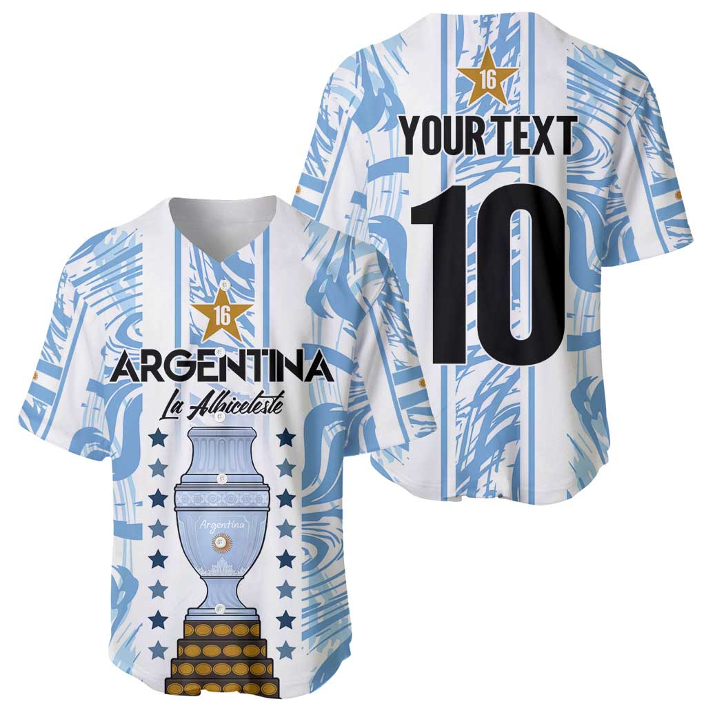 Custom Argentina Champion Football 2024 Baseball Jersey La Albiceleste Campeon de America - Wonder Print Shop