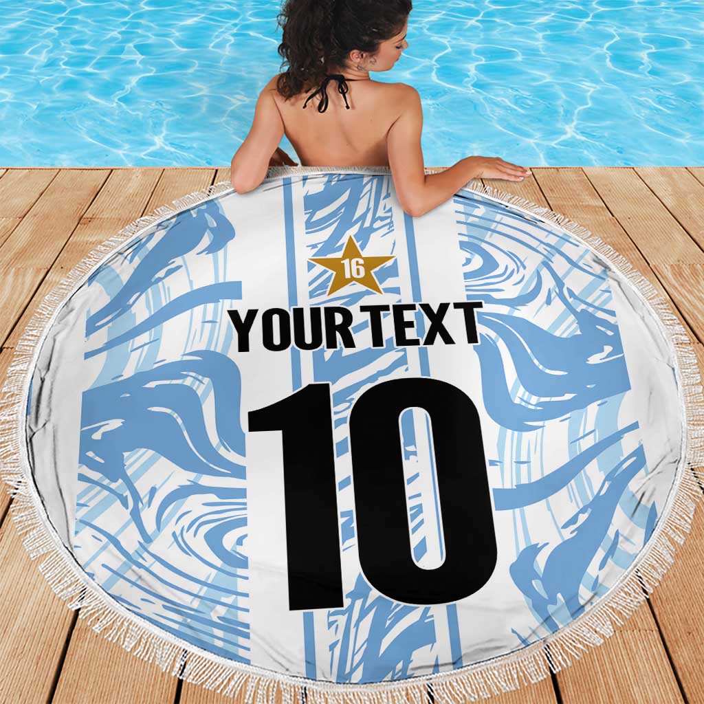 Custom Argentina Champion Football 2024 Beach Blanket La Albiceleste Campeon de America - Wonder Print Shop