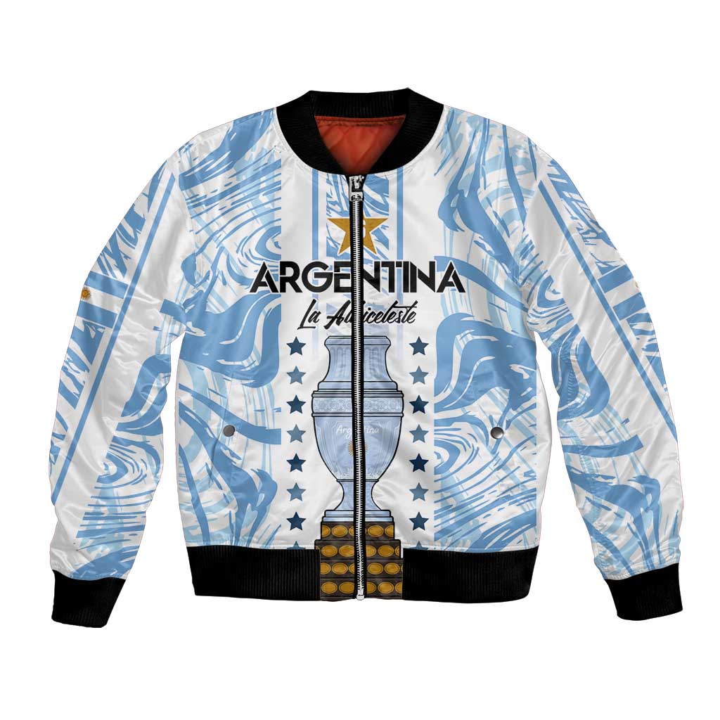 Custom Argentina Champion Football 2024 Bomber Jacket La Albiceleste Campeon de America - Wonder Print Shop