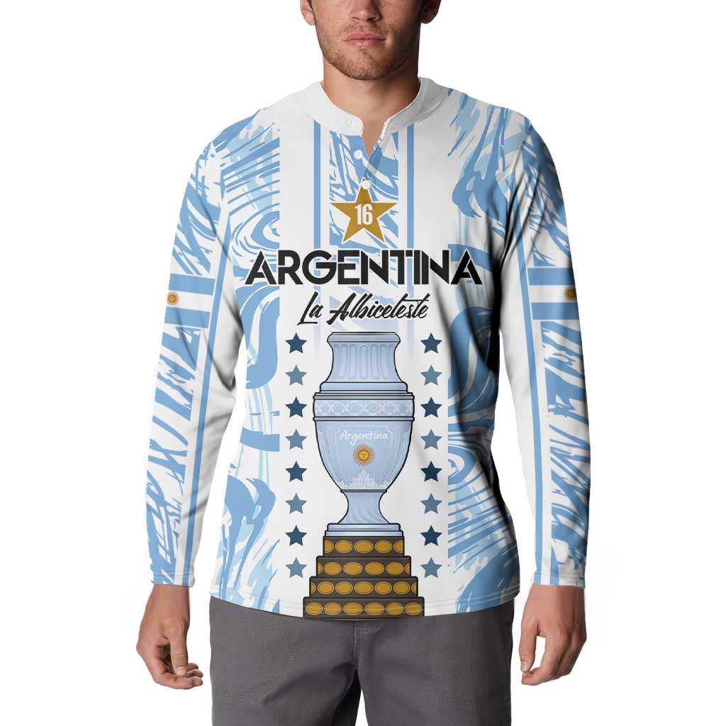 Custom Argentina Champion Football 2024 Button Sweatshirt La Albiceleste Campeon de America - Wonder Print Shop