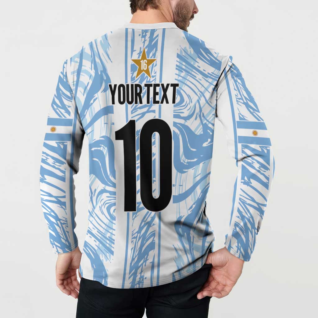 Custom Argentina Champion Football 2024 Button Sweatshirt La Albiceleste Campeon de America - Wonder Print Shop