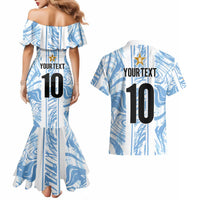 Custom Argentina Champion Football 2024 Couples Matching Mermaid Dress and Hawaiian Shirt La Albiceleste Campeon de America - Wonder Print Shop