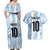 Custom Argentina Champion Football 2024 Couples Matching Off Shoulder Maxi Dress and Hawaiian Shirt La Albiceleste Campeon de America - Wonder Print Shop