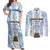 Custom Argentina Champion Football 2024 Couples Matching Off Shoulder Maxi Dress and Long Sleeve Button Shirt La Albiceleste Campeon de America - Wonder Print Shop