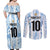 Custom Argentina Champion Football 2024 Couples Matching Off Shoulder Maxi Dress and Long Sleeve Button Shirt La Albiceleste Campeon de America - Wonder Print Shop