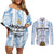 Custom Argentina Champion Football 2024 Couples Matching Off Shoulder Short Dress and Long Sleeve Button Shirt La Albiceleste Campeon de America - Wonder Print Shop
