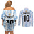 Custom Argentina Champion Football 2024 Couples Matching Off Shoulder Short Dress and Long Sleeve Button Shirt La Albiceleste Campeon de America - Wonder Print Shop