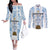 Custom Argentina Champion Football 2024 Couples Matching Off The Shoulder Long Sleeve Dress and Long Sleeve Button Shirt La Albiceleste Campeon de America