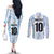 Custom Argentina Champion Football 2024 Couples Matching Off The Shoulder Long Sleeve Dress and Long Sleeve Button Shirt La Albiceleste Campeon de America
