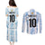 Custom Argentina Champion Football 2024 Couples Matching Puletasi and Long Sleeve Button Shirt La Albiceleste Campeon de America - Wonder Print Shop