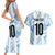 Custom Argentina Champion Football 2024 Couples Matching Short Sleeve Bodycon Dress and Hawaiian Shirt La Albiceleste Campeon de America - Wonder Print Shop