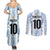 Custom Argentina Champion Football 2024 Couples Matching Summer Maxi Dress and Long Sleeve Button Shirt La Albiceleste Campeon de America - Wonder Print Shop