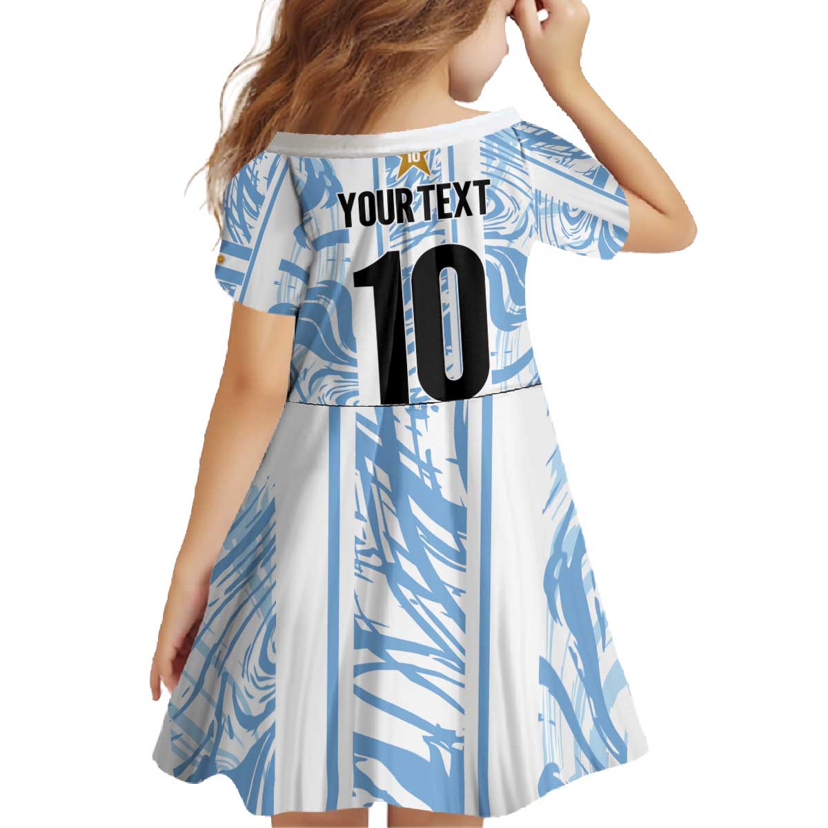 Custom Argentina Champion Football 2024 Family Matching Off The Shoulder Long Sleeve Dress and Hawaiian Shirt La Albiceleste Campeon de America - Wonder Print Shop