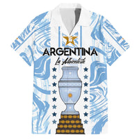 Custom Argentina Champion Football 2024 Family Matching Off The Shoulder Long Sleeve Dress and Hawaiian Shirt La Albiceleste Campeon de America - Wonder Print Shop