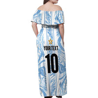 Custom Argentina Champion Football 2024 Family Matching Off Shoulder Maxi Dress and Hawaiian Shirt La Albiceleste Campeon de America - Wonder Print Shop