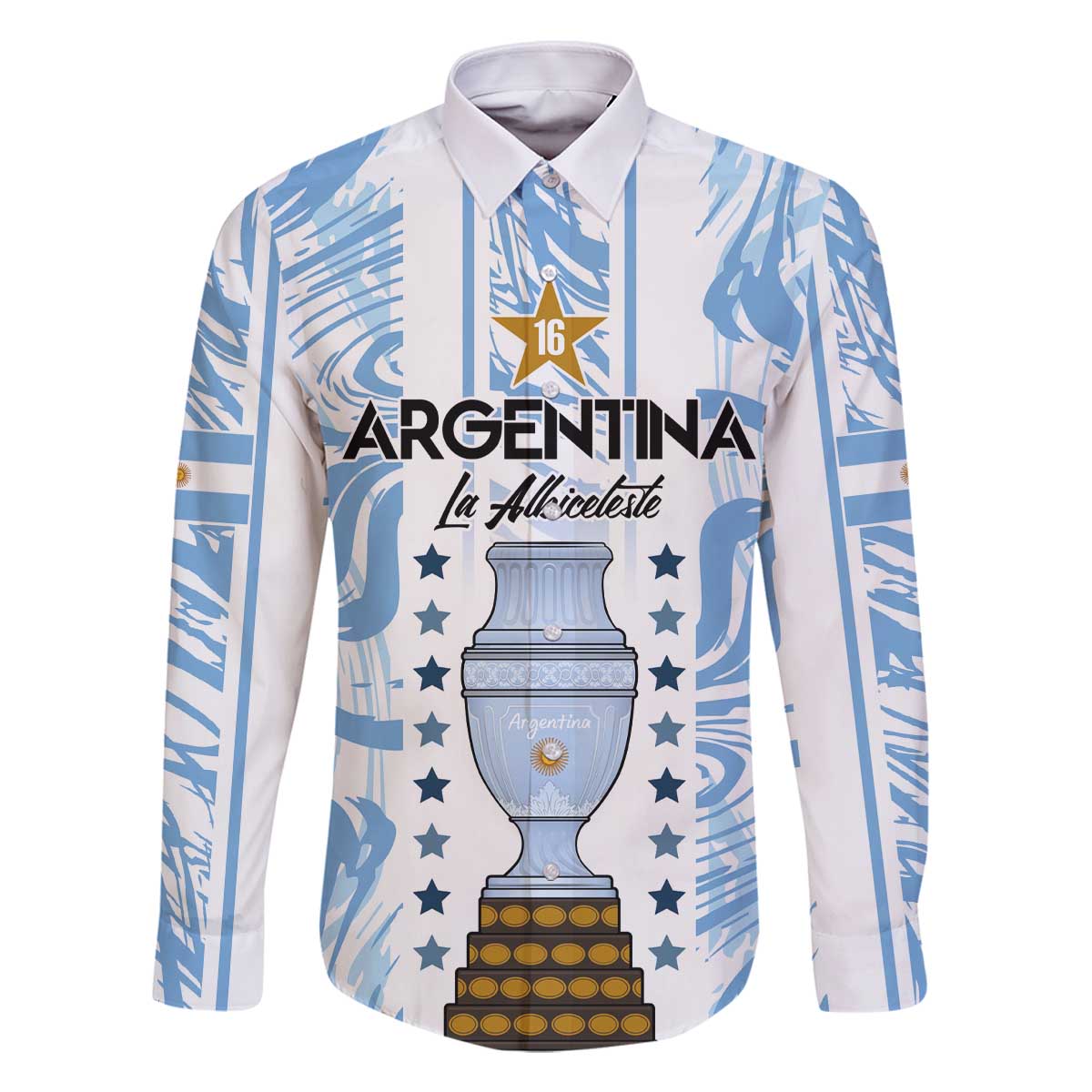 Custom Argentina Champion Football 2024 Family Matching Off Shoulder Short Dress and Hawaiian Shirt La Albiceleste Campeon de America - Wonder Print Shop