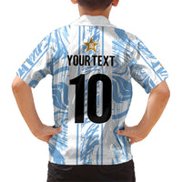 Custom Argentina Champion Football 2024 Family Matching Short Sleeve Bodycon Dress and Hawaiian Shirt La Albiceleste Campeon de America - Wonder Print Shop