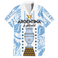 Custom Argentina Champion Football 2024 Family Matching Short Sleeve Bodycon Dress and Hawaiian Shirt La Albiceleste Campeon de America - Wonder Print Shop