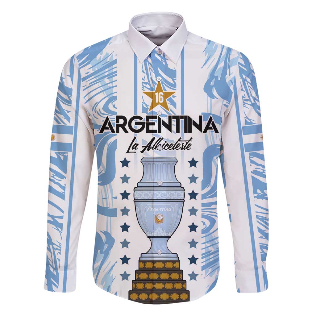 Custom Argentina Champion Football 2024 Family Matching Short Sleeve Bodycon Dress and Hawaiian Shirt La Albiceleste Campeon de America - Wonder Print Shop