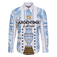 Custom Argentina Champion Football 2024 Family Matching Short Sleeve Bodycon Dress and Hawaiian Shirt La Albiceleste Campeon de America - Wonder Print Shop