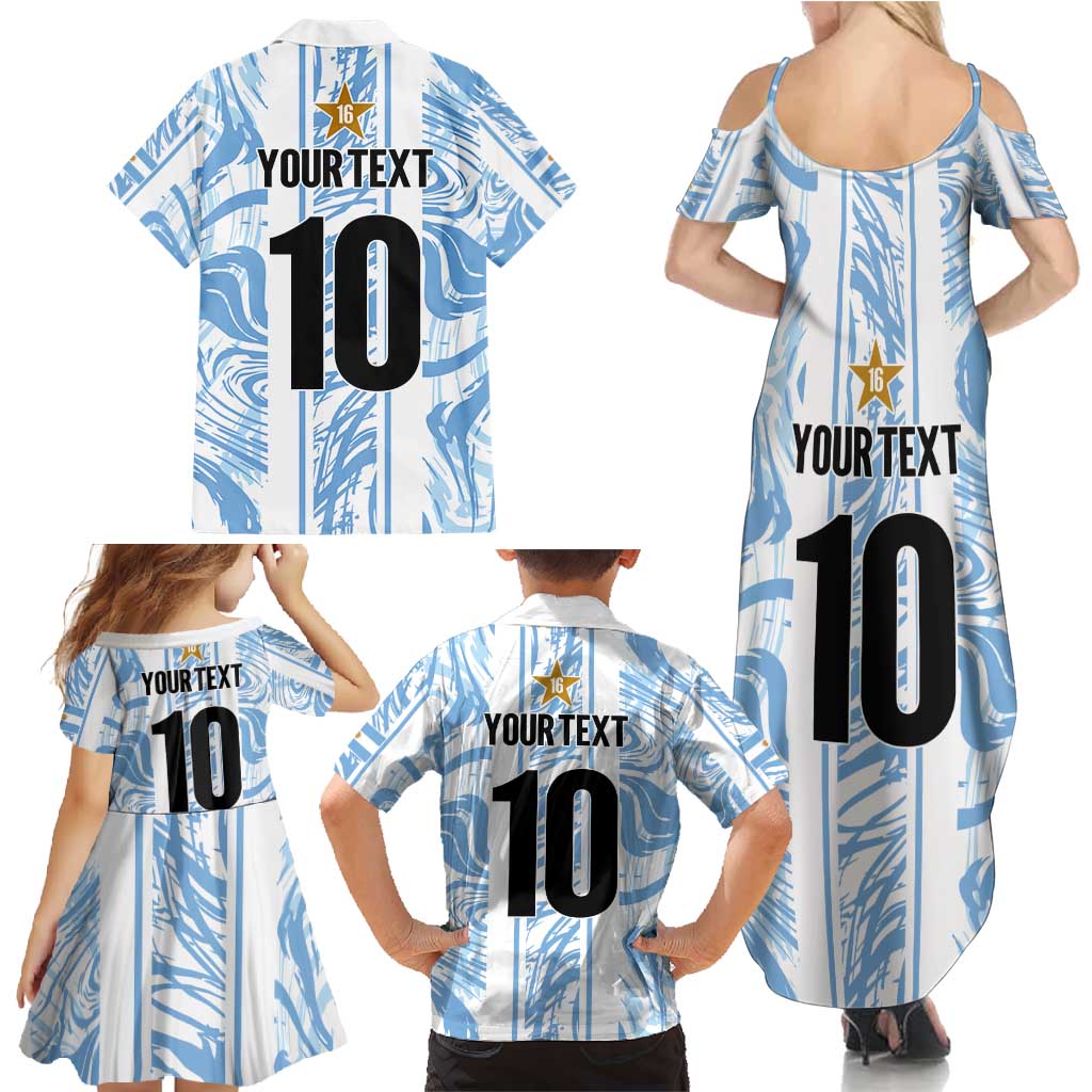 Custom Argentina Champion Football 2024 Family Matching Summer Maxi Dress and Hawaiian Shirt La Albiceleste Campeon de America - Wonder Print Shop