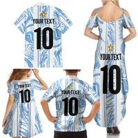 Custom Argentina Champion Football 2024 Family Matching Summer Maxi Dress and Hawaiian Shirt La Albiceleste Campeon de America - Wonder Print Shop