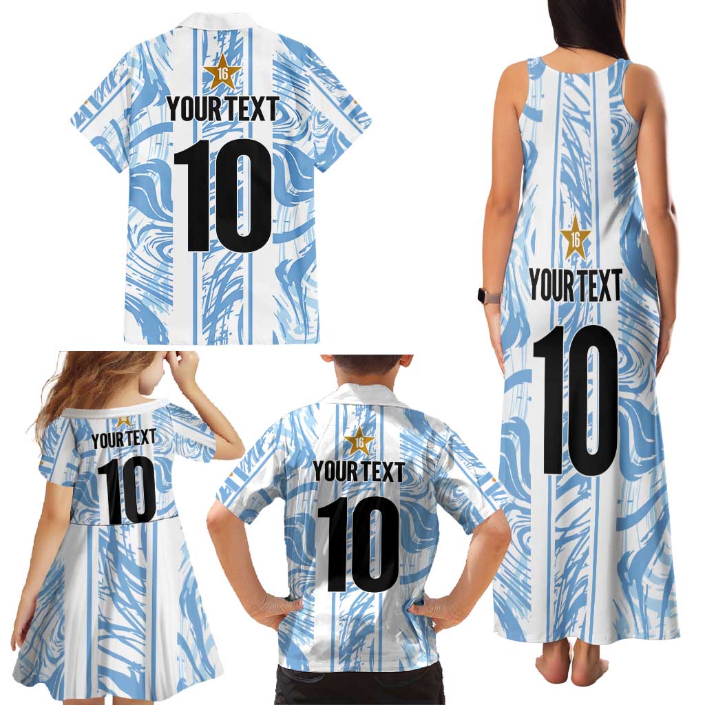 Custom Argentina Champion Football 2024 Family Matching Tank Maxi Dress and Hawaiian Shirt La Albiceleste Campeon de America - Wonder Print Shop