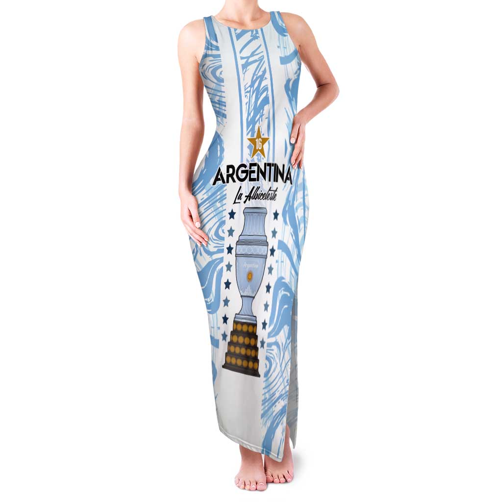 Custom Argentina Champion Football 2024 Family Matching Tank Maxi Dress and Hawaiian Shirt La Albiceleste Campeon de America - Wonder Print Shop