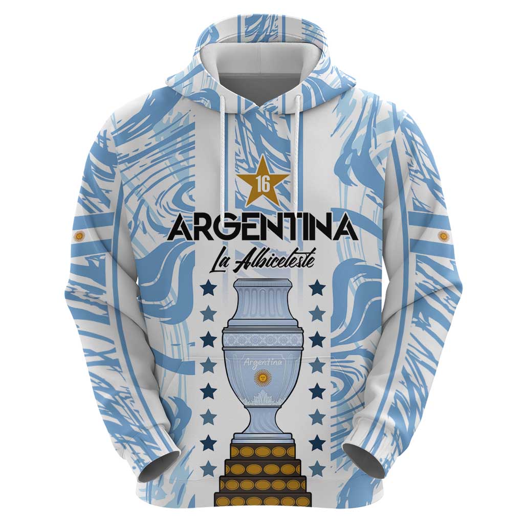 Custom Argentina Champion Football 2024 Hoodie La Albiceleste Campeon de America - Wonder Print Shop