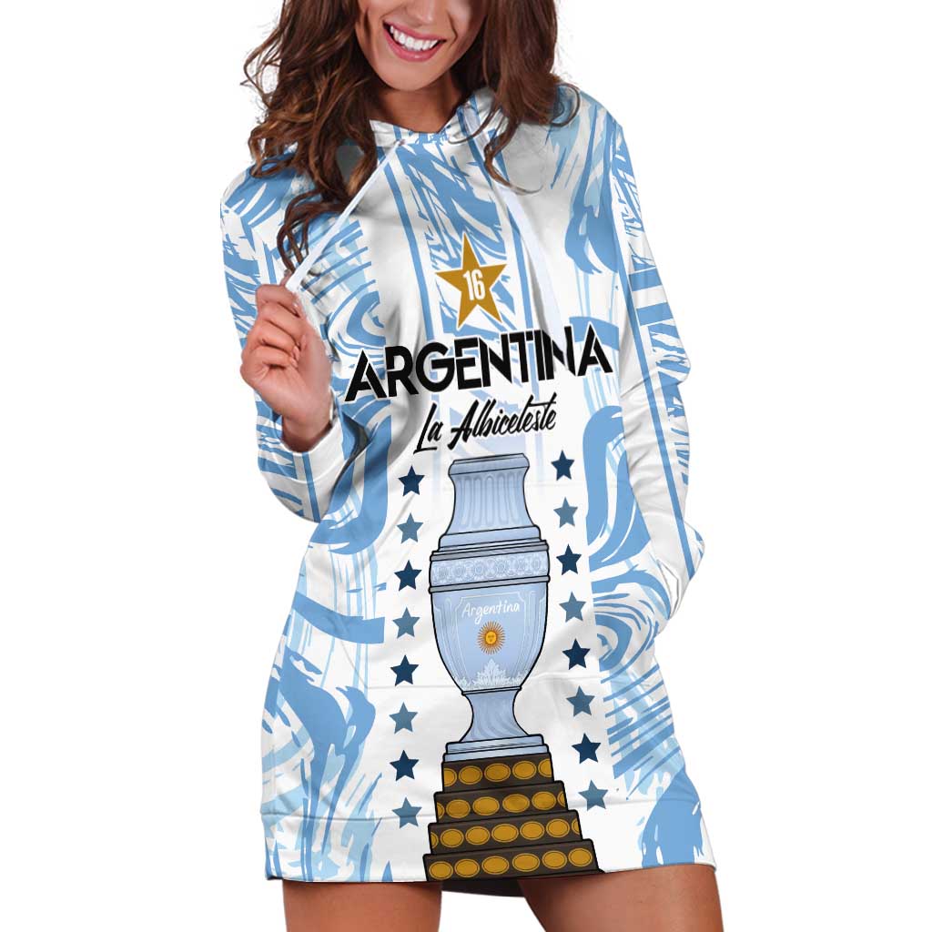 Custom Argentina Champion Football 2024 Hoodie Dress La Albiceleste Campeon de America - Wonder Print Shop
