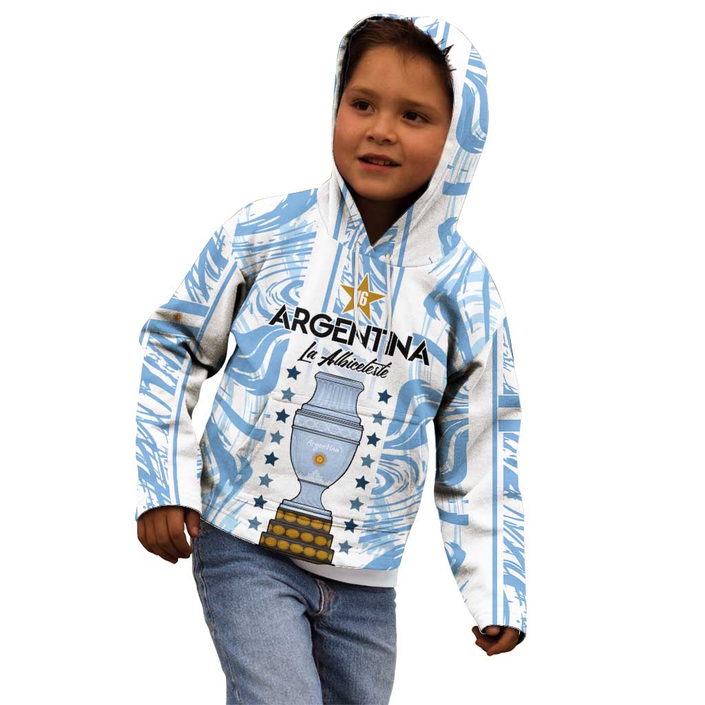 Custom Argentina Champion Football 2024 Kid Hoodie La Albiceleste Campeon de America - Wonder Print Shop
