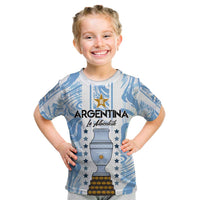 Custom Argentina Champion Football 2024 Kid T Shirt La Albiceleste Campeon de America - Wonder Print Shop