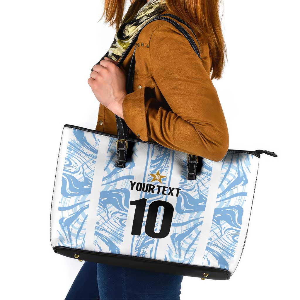 Custom Argentina Champion Football 2024 Leather Tote Bag La Albiceleste Campeon de America - Wonder Print Shop