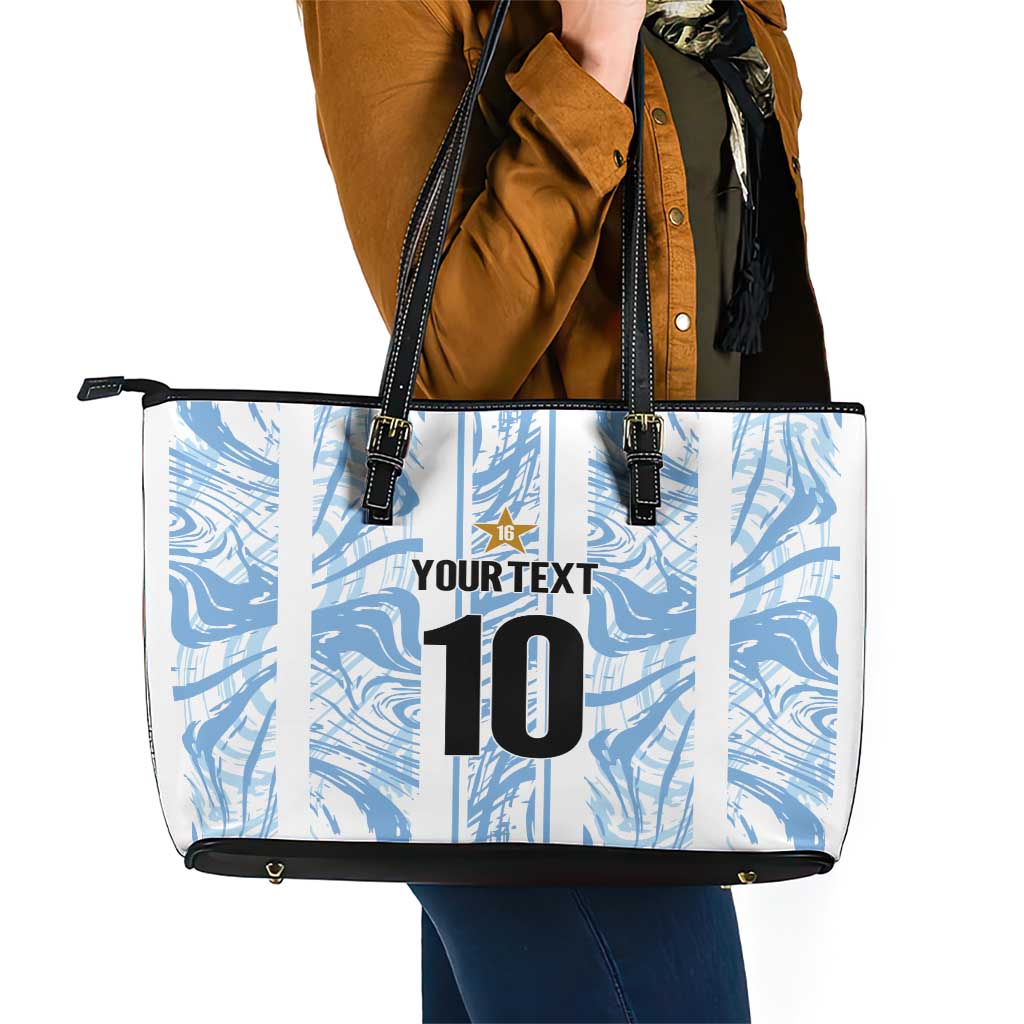 Custom Argentina Champion Football 2024 Leather Tote Bag La Albiceleste Campeon de America - Wonder Print Shop