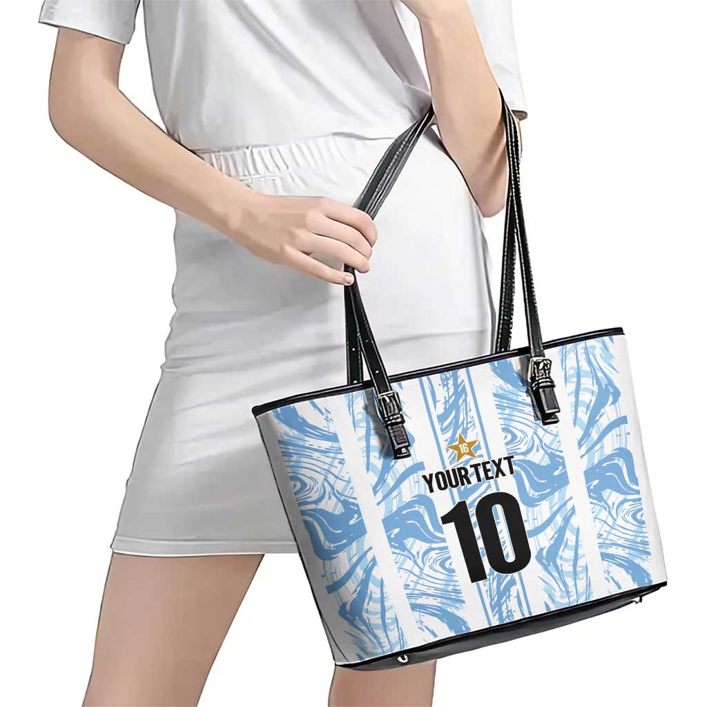 Custom Argentina Champion Football 2024 Leather Tote Bag La Albiceleste Campeon de America - Wonder Print Shop