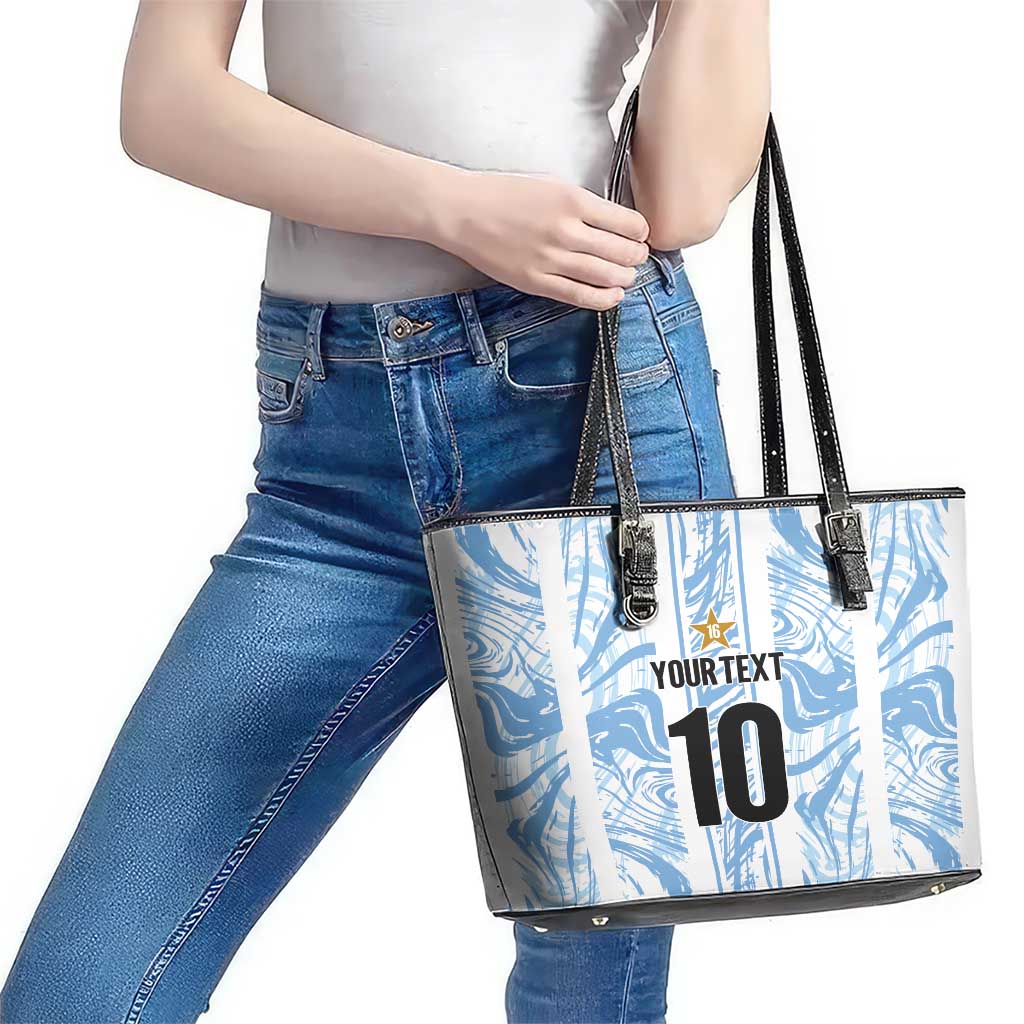 Custom Argentina Champion Football 2024 Leather Tote Bag La Albiceleste Campeon de America - Wonder Print Shop