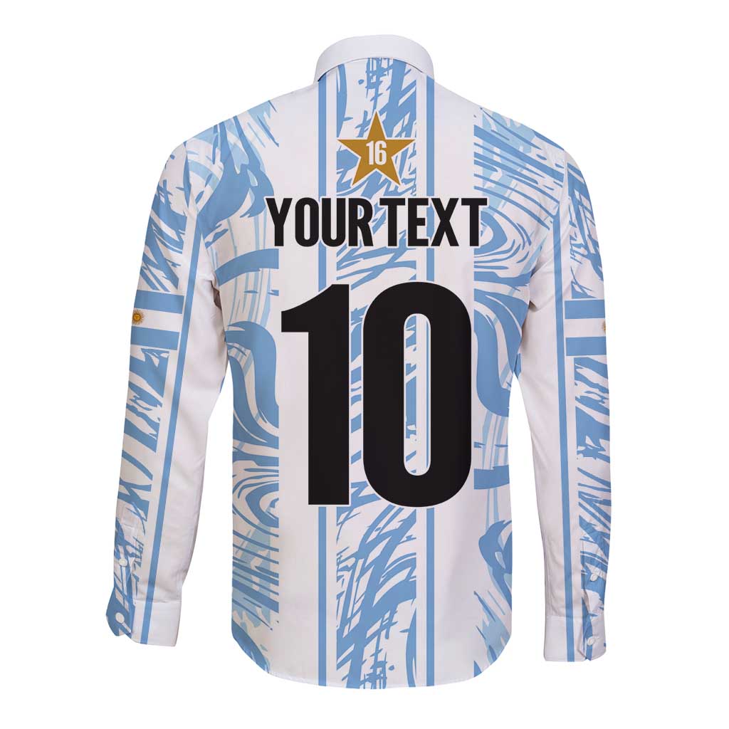 Custom Argentina Champion Football 2024 Long Sleeve Button Shirt La Albiceleste Campeon de America - Wonder Print Shop