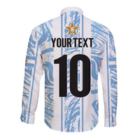 Custom Argentina Champion Football 2024 Long Sleeve Button Shirt La Albiceleste Campeon de America - Wonder Print Shop