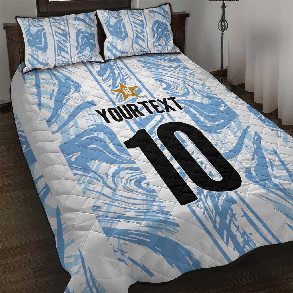 Custom Argentina Champion Football 2024 Quilt Bed Set La Albiceleste Campeon de America - Wonder Print Shop