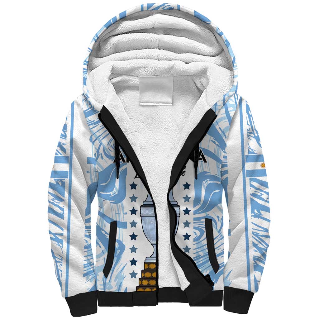 Custom Argentina Champion Football 2024 Sherpa Hoodie La Albiceleste Campeon de America - Wonder Print Shop