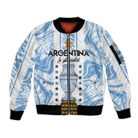 Custom Argentina Champion Football 2024 Sleeve Zip Bomber Jacket La Albiceleste Campeon de America - Wonder Print Shop