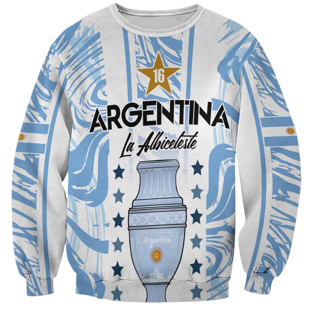 Custom Argentina Champion Football 2024 Sweatshirt La Albiceleste Campeon de America - Wonder Print Shop