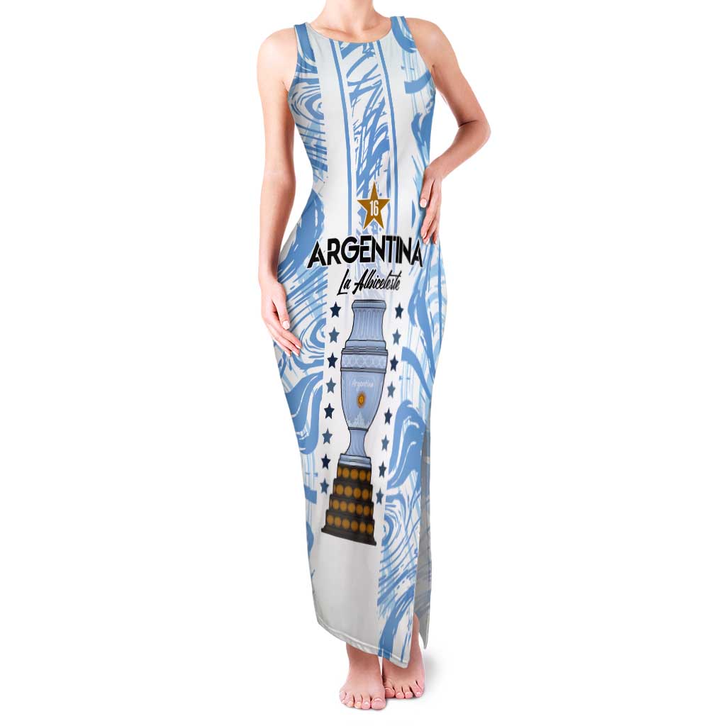 Custom Argentina Champion Football 2024 Tank Maxi Dress La Albiceleste Campeon de America - Wonder Print Shop