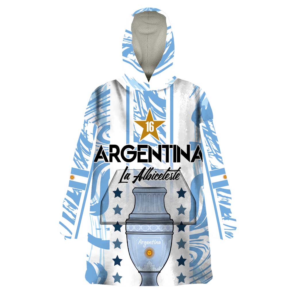 Custom Argentina Champion Football 2024 Wearable Blanket Hoodie La Albiceleste Campeon de America - Wonder Print Shop