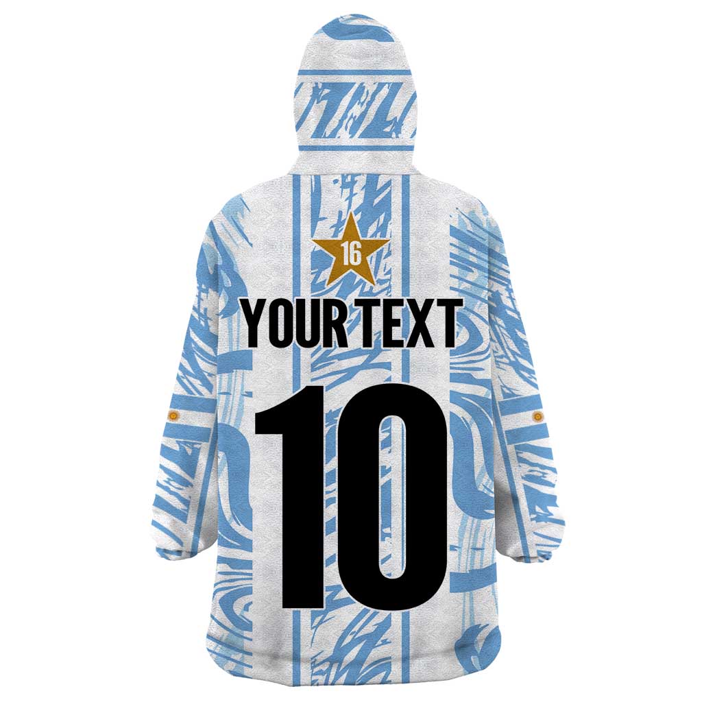 Custom Argentina Champion Football 2024 Wearable Blanket Hoodie La Albiceleste Campeon de America - Wonder Print Shop