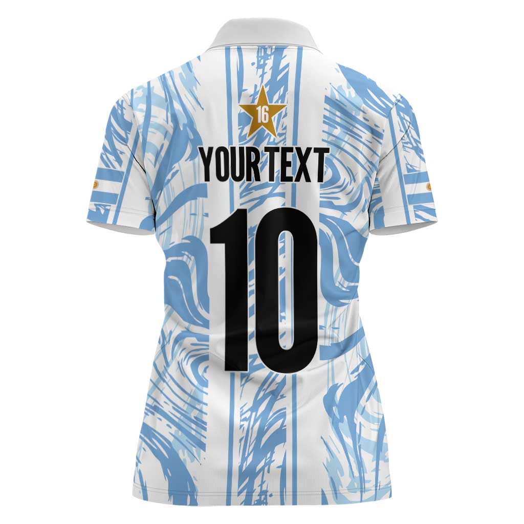 Custom Argentina Champion Football 2024 Women Polo Shirt La Albiceleste Campeon de America - Wonder Print Shop