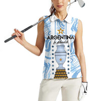 Custom Argentina Champion Football 2024 Women Sleeveless Polo Shirt La Albiceleste Campeon de America - Wonder Print Shop